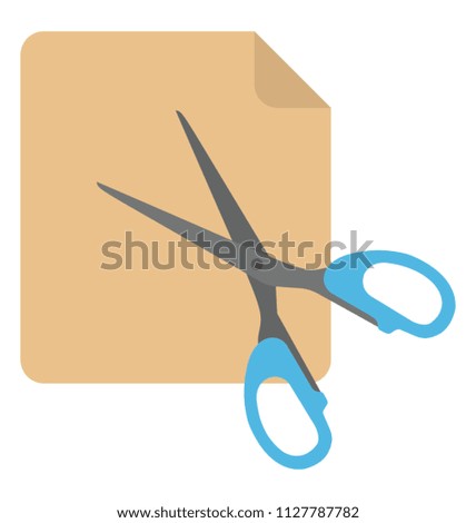A pair of scissors and paper sheet, paper cutting