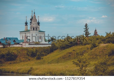 City landscape Suzdal Russia. Russia's Golden ring. Vintage processing.