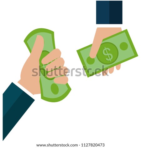 hand with bills money