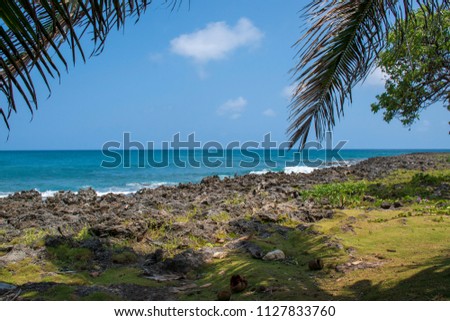 Rock beach along Turtle Bay, North Shore Oahu, Hawaii.