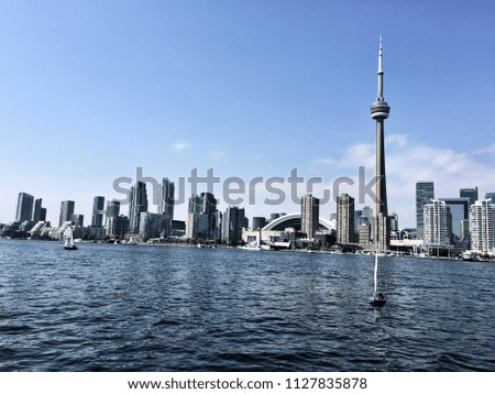A view of the sea front of Toronto taken from a boat