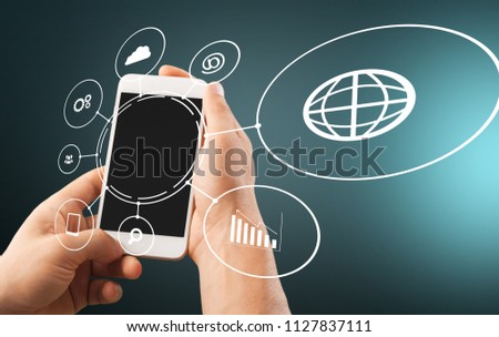 Human hand with smart phone