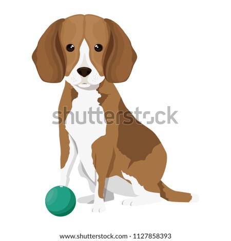 cute dog pet with ball character