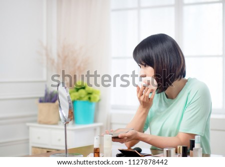 woman with makeup cosmetics