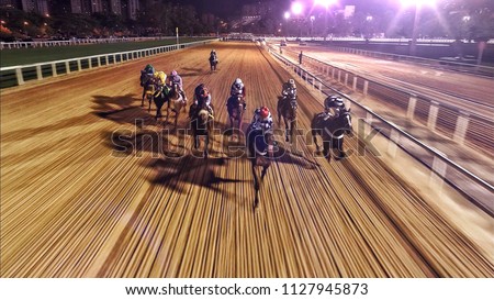 Horse race at night