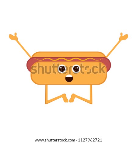Isolated happy hot dog emote