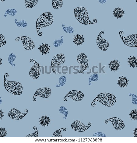 Dark BLUE vector seamless elegant background with leaves and flowers. Brand new colored illustration with leaves and flowers. Pattern for heads of websites and designs.