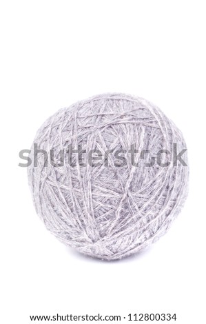 Grey yarn ball isolated