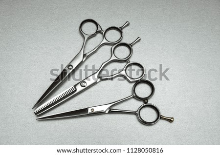  scissors for the hairdresser, tools of the master of  salon