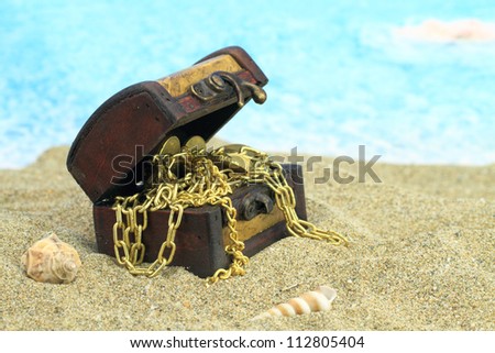 Treasure chest on a beach