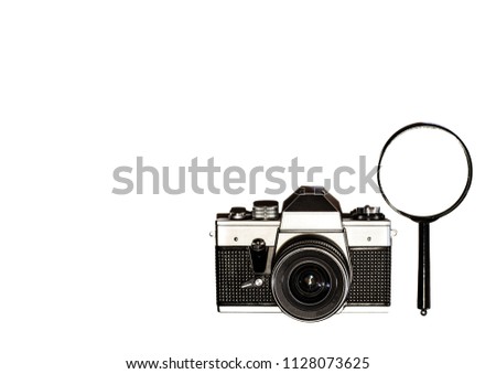 Classic vintage film photography camera on a white background, Bottom right (THERE IS NO INTELLECTUAL PROPERTY ON THIS CAMERA)