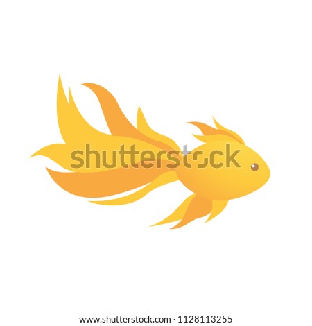 Golden fish. Vector illustration isolated on white background.