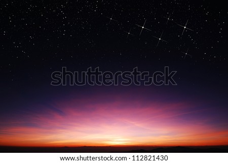 sunset sky star background light sunrise nature for design Royalty-Free Stock Photo #112821430