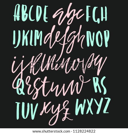 Hand drawn dry brush lettering. Grunge style alphabet. Handwritten font. Vector illustration.