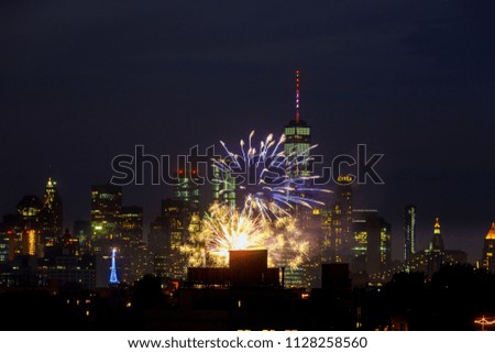 New York City Manhattan Independence Day firework show as annual event to celebrate the birth of United States