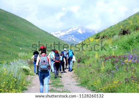 Beautiful mountain hiking Royalty-Free Stock Photo #1128260132