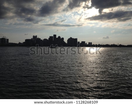 View of Boston Harbor from a boat in Massachusetts, USA