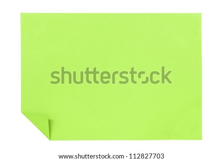 Green paper isolated on white