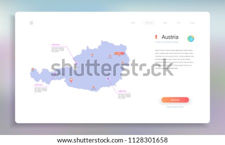 Austria map infographics vector template with cities, capital Vienna and pointer marks.