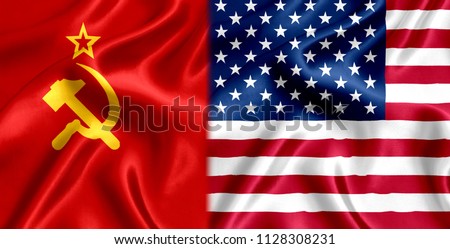 Flag of the USSR and US silk