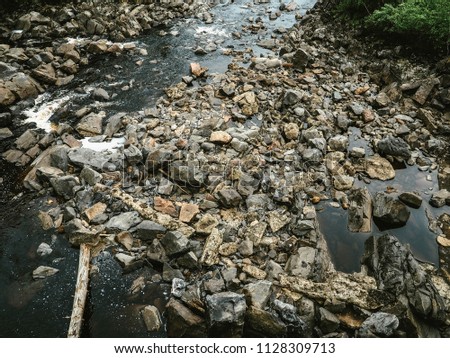 Top view of the River with stones