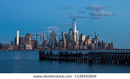 Manhattan at night blue
