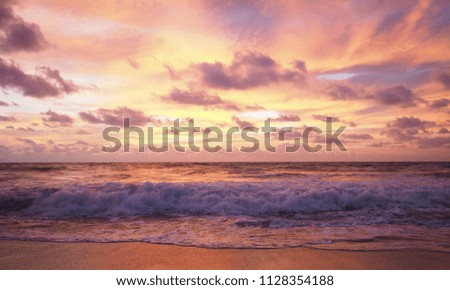 Background of colorful sky concept Dramatic sunset with twilight color sky and clouds.
