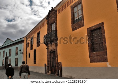 typical buildings of the city of La Laguna in Tenerife, University City, Canary islands, spain,