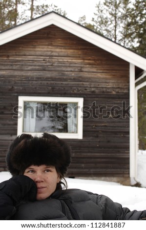A woman in a fur hat, Sweden.