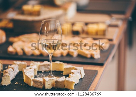 Sparkling Wine Glass and Cheese