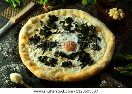 Homemade Spinach Pizza with Eggs