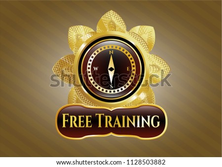  Gold emblem with compass icon and Free Training text inside