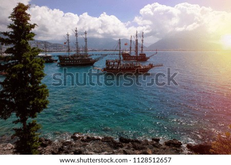 pirates ships near Turkey seaside