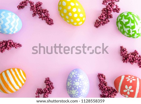 Easter eggs on a  pink background