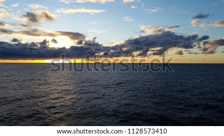 Sunset in the offshore area, drilling ship in an offshore day 