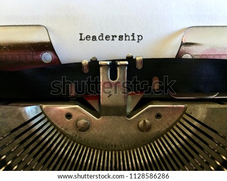 Leadership, title heading typewritten on vintage manual typewriter machine