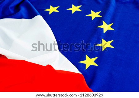 Flags of France and European Union together.