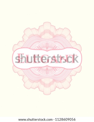 Pink rosette (money style emblem) with text Elegant inside