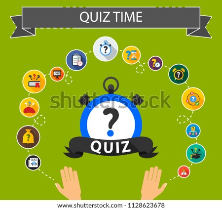 Quiz time flat icons concept. Vector illustration. Element template for design.