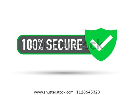 100 Secure grunge vector icon. Badge or button for commerce website. Vector stock illustration. Royalty-Free Stock Photo #1128645323