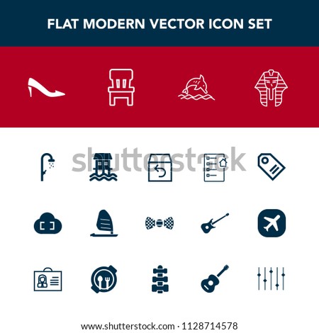 Modern, simple vector icon set with houseboat, hygiene, price, fashion, wind, interior, room, dolphin, estate, sea, female, bow, cloud, document, surf, wildlife, ocean, boat, shipping, house icons