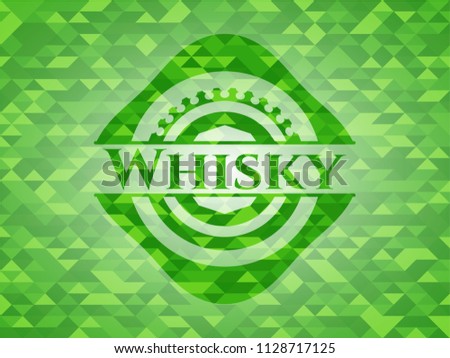 Whisky green emblem with mosaic background