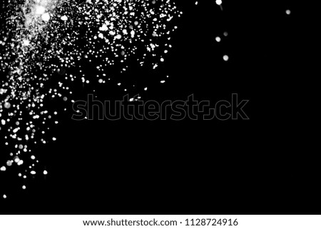 White Powder explosion on black background. White dust exploding.Paint Holi