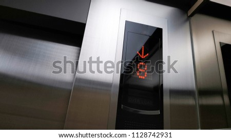 The elevator is down to the 8th floor