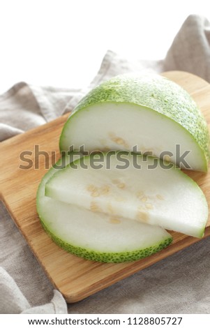 Summer vegetable, winter melon sliced for Chinese cooking image