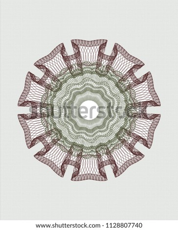Green and Red rosette. Linear Illustration.