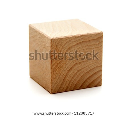 wooden geometric shapes cube  isolated on a white background Royalty-Free Stock Photo #112883917