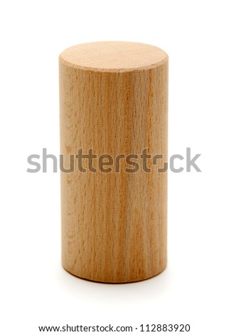 wooden geometric shapes cylinder prism  isolated on a white background Royalty-Free Stock Photo #112883920