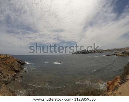 Wide angle photography of the lighthouse in Cabo de Palos, Cartagena, Murcia, Spain.