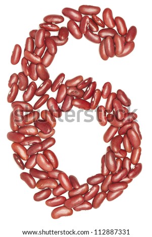 6 number,from red beans. on white.